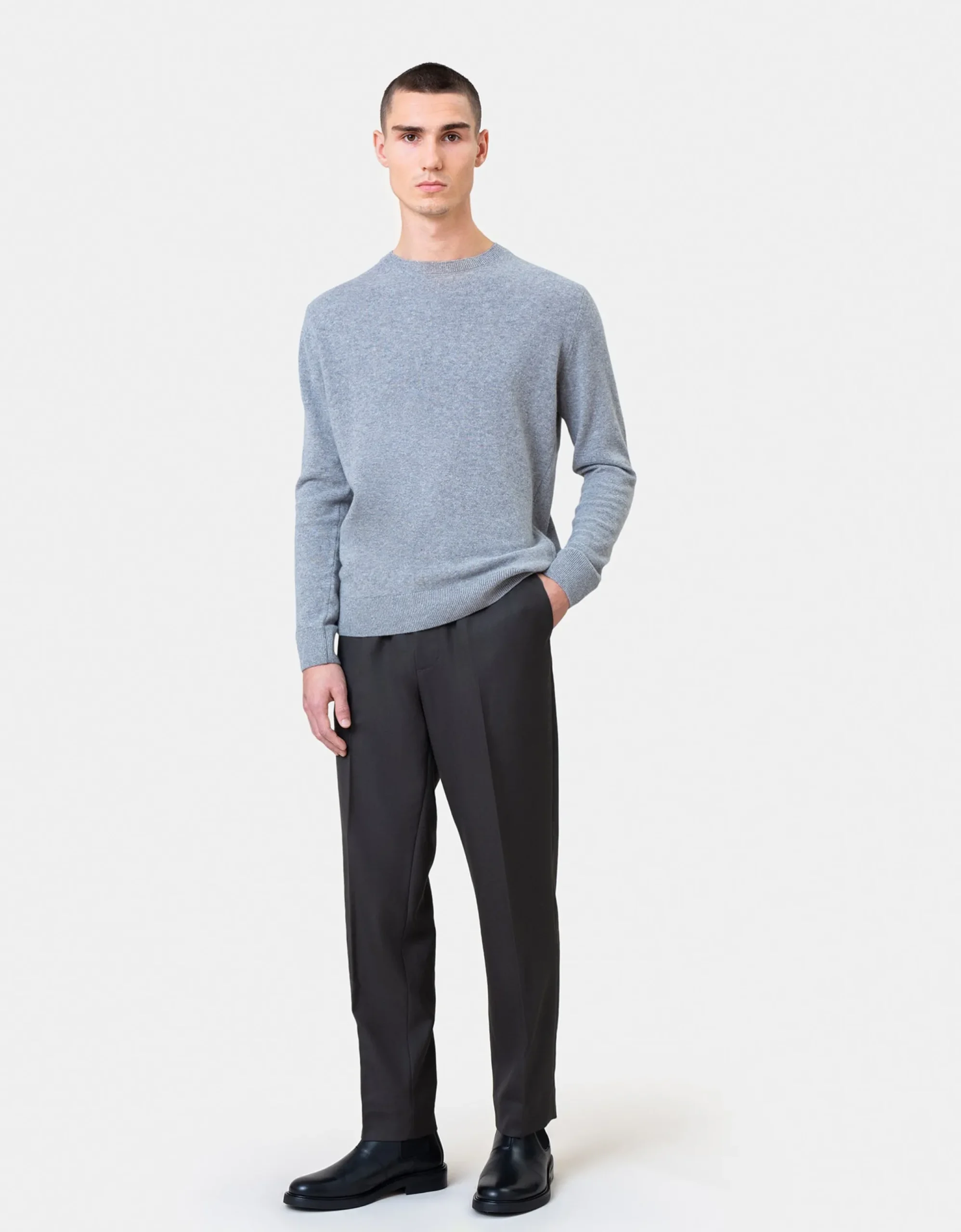 Light Merino Wool Crew - Faded Pink