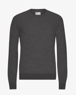 Light Merino Wool Crew - Lava Grey