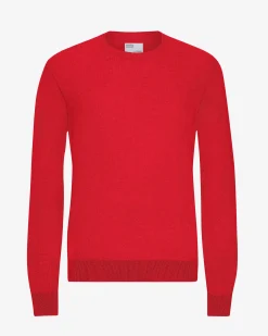 Light Merino Wool Crew - Scarlet Red