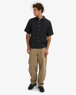 Linen SS Shirt - Deep Black
