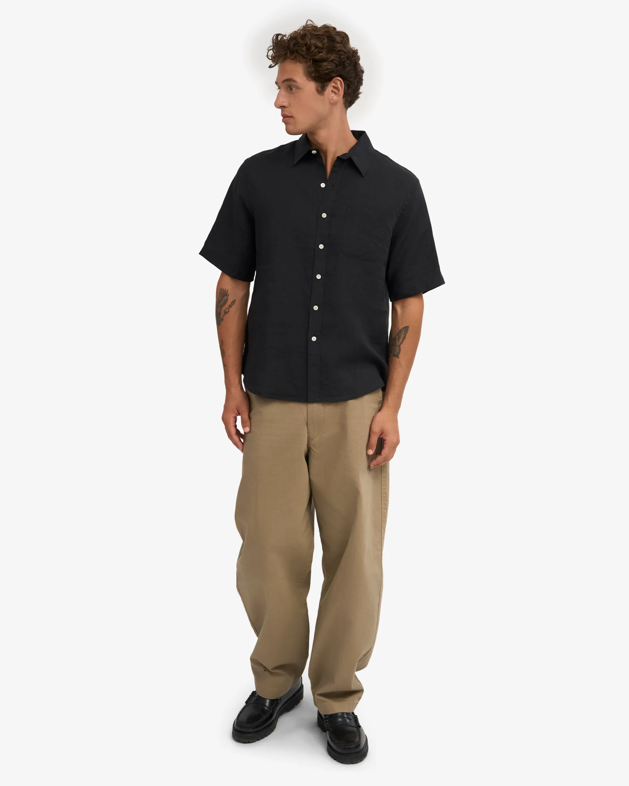 Linen SS Shirt - Deep Black