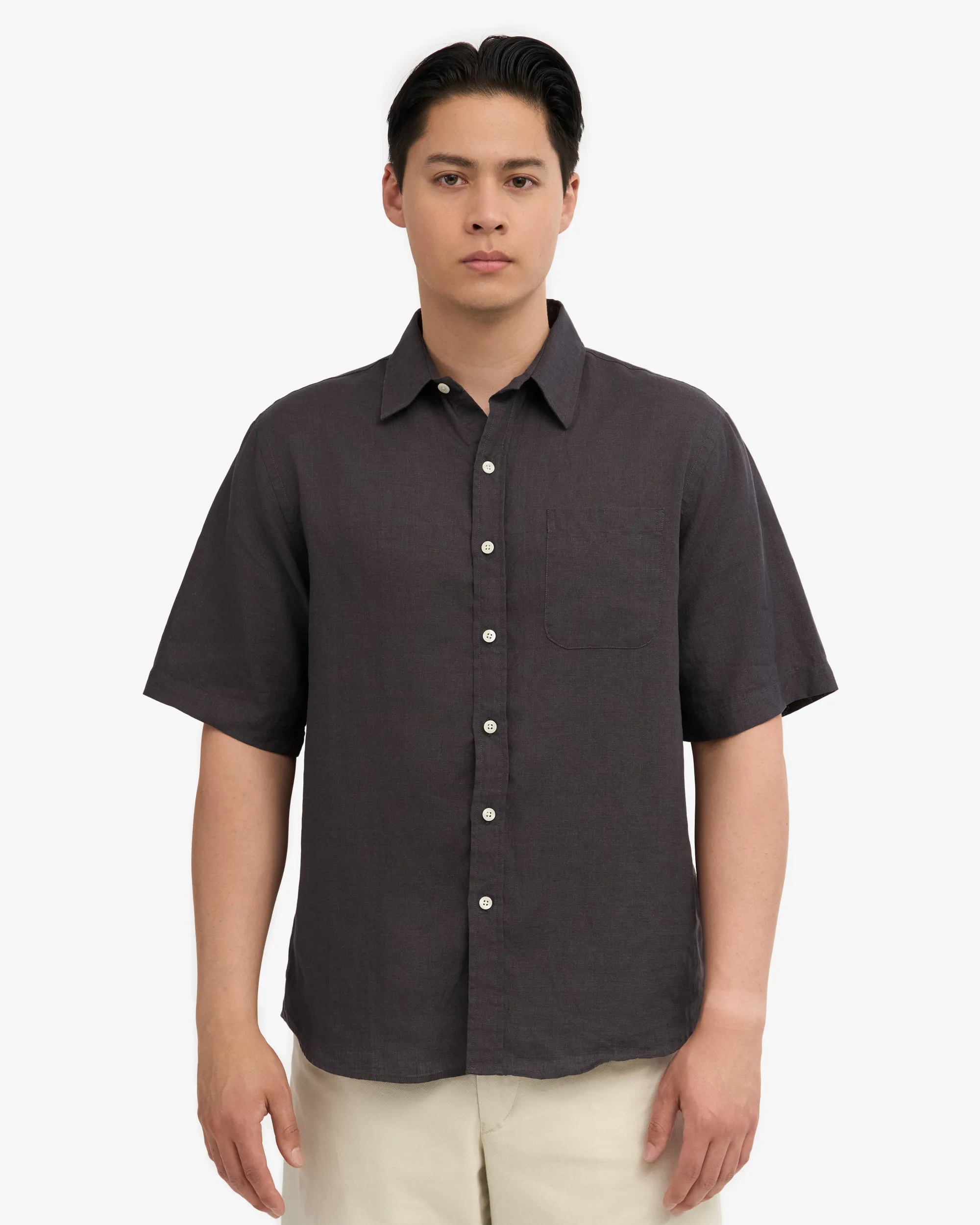 Linen SS Shirt - Lava Grey