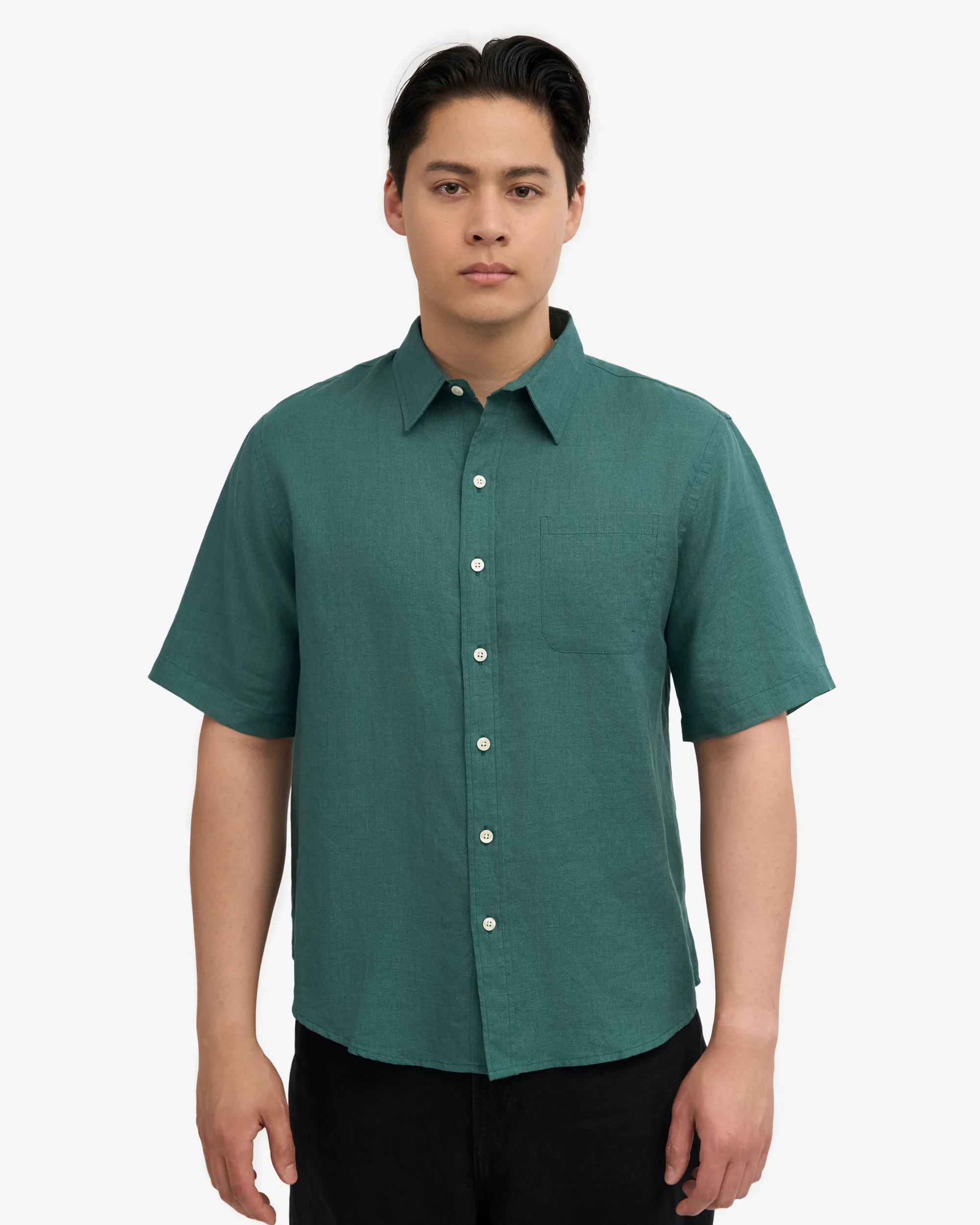 Linen SS Shirt - Ocean Green
