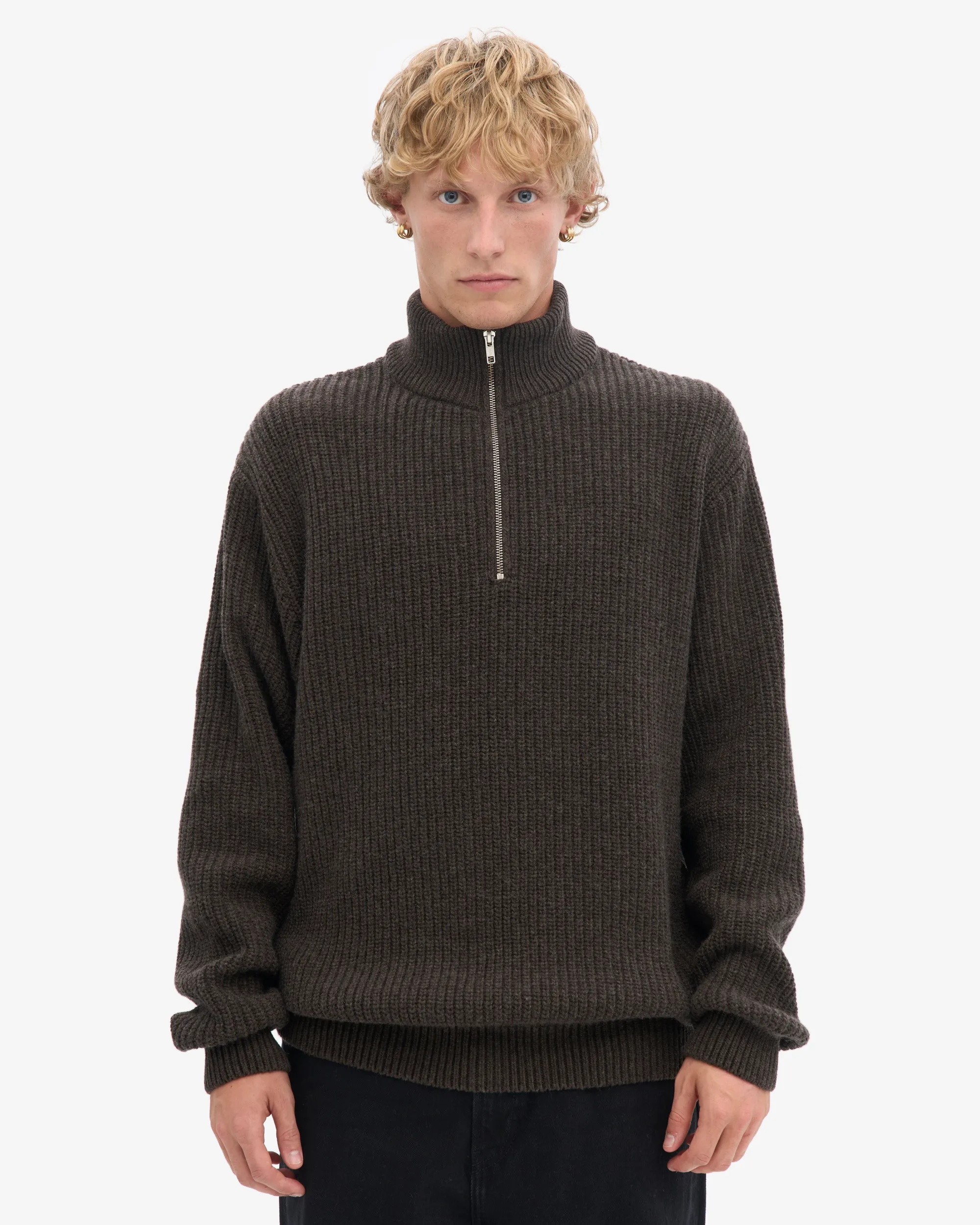 Merino Quarter Zip - Coffee Brown