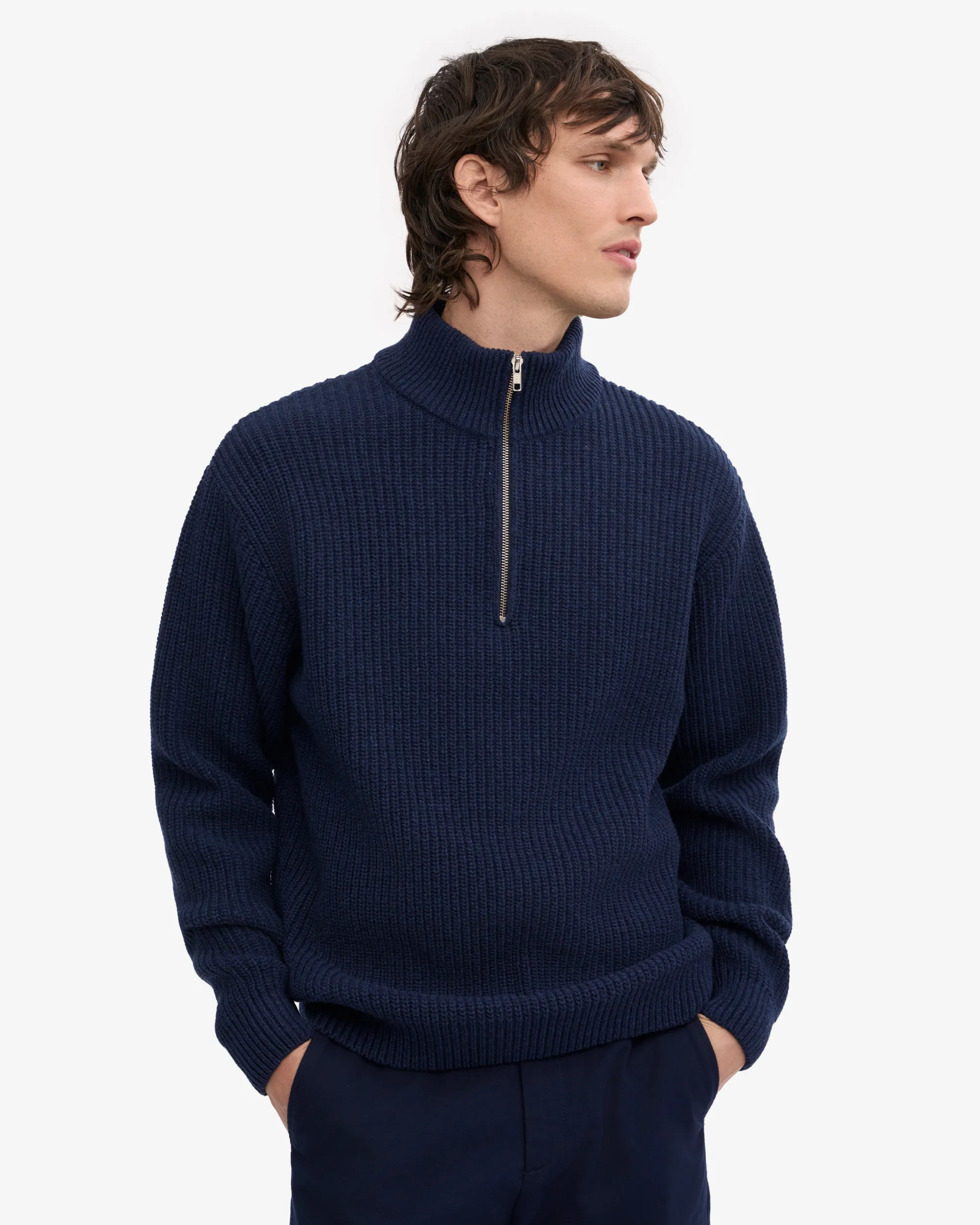Merino Quarter Zip - Marine Blue