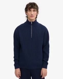Merino Quarter Zip - Marine Blue