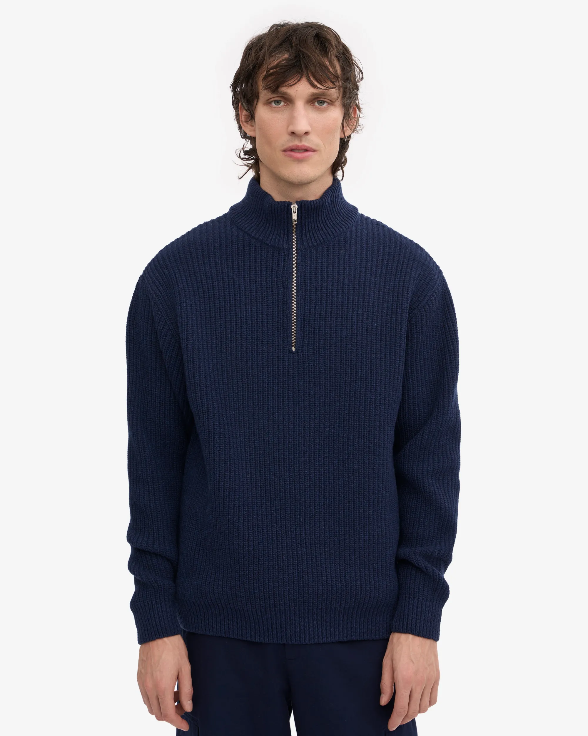 Merino Quarter Zip - Marine Blue