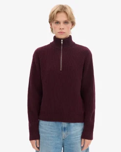 Merino Quarter Zip - Oxblood Red