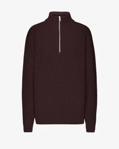 Merino Quarter Zip - Oxblood Red
