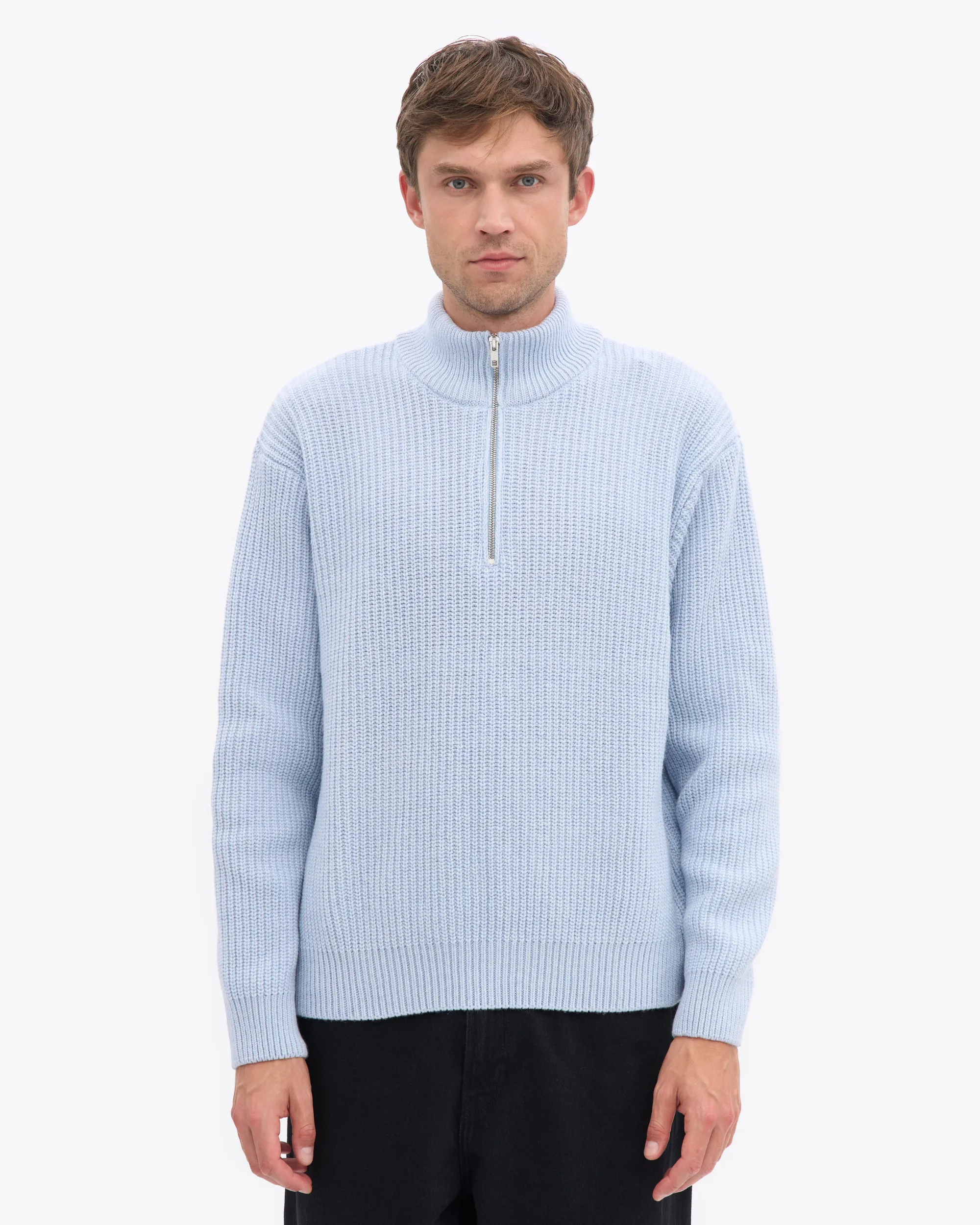 Merino Quarter Zip - Polar Blue