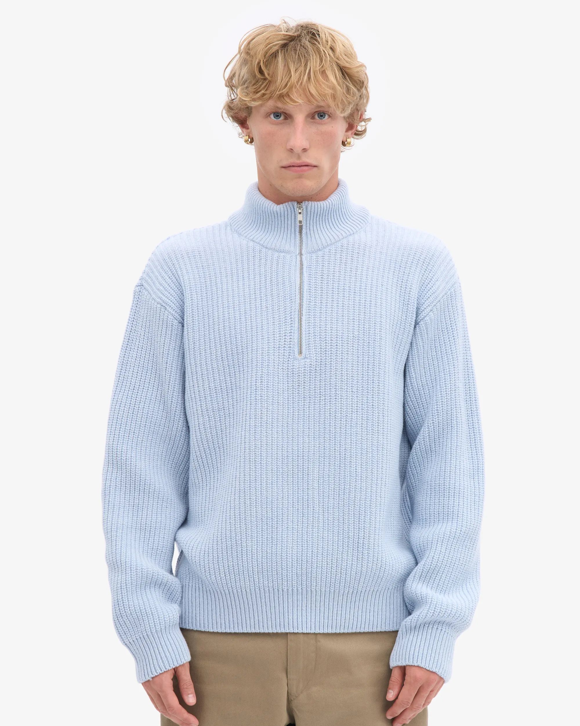 Merino Quarter Zip - Polar Blue