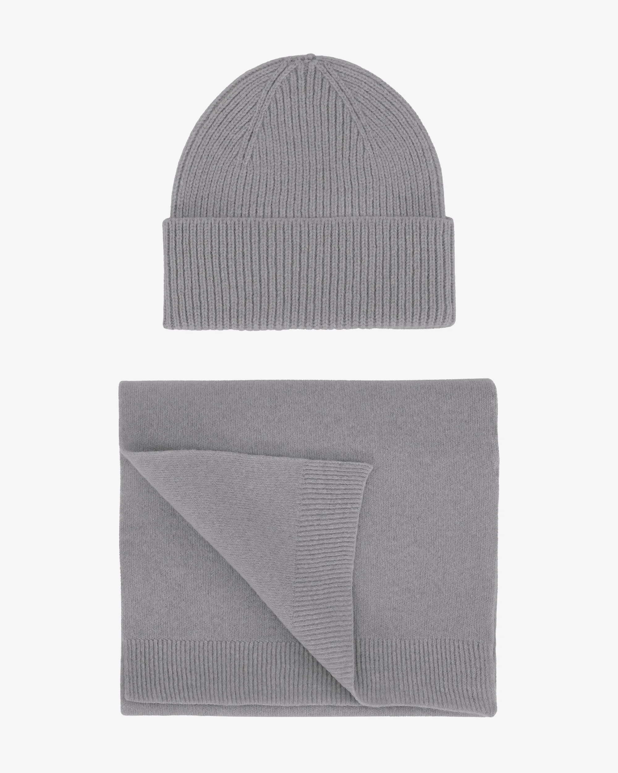 Merino Wool Beanie & Scarf - Heather Grey