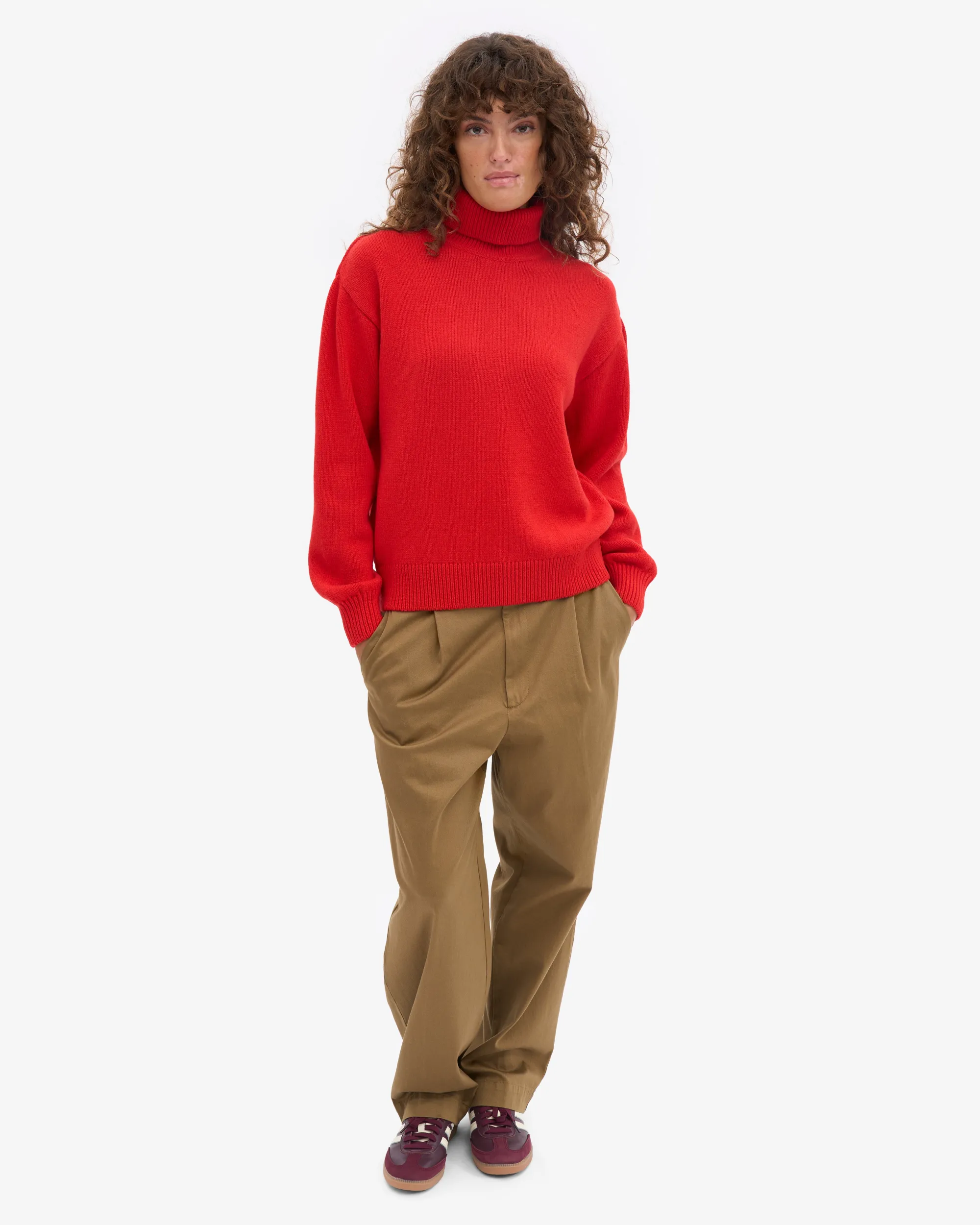 Merino Wool Turtleneck - Red Tangerine