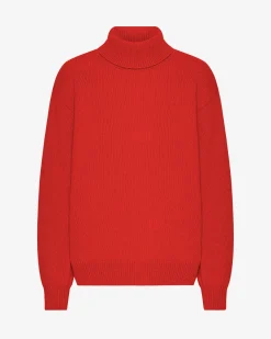 Merino Wool Turtleneck - Red Tangerine