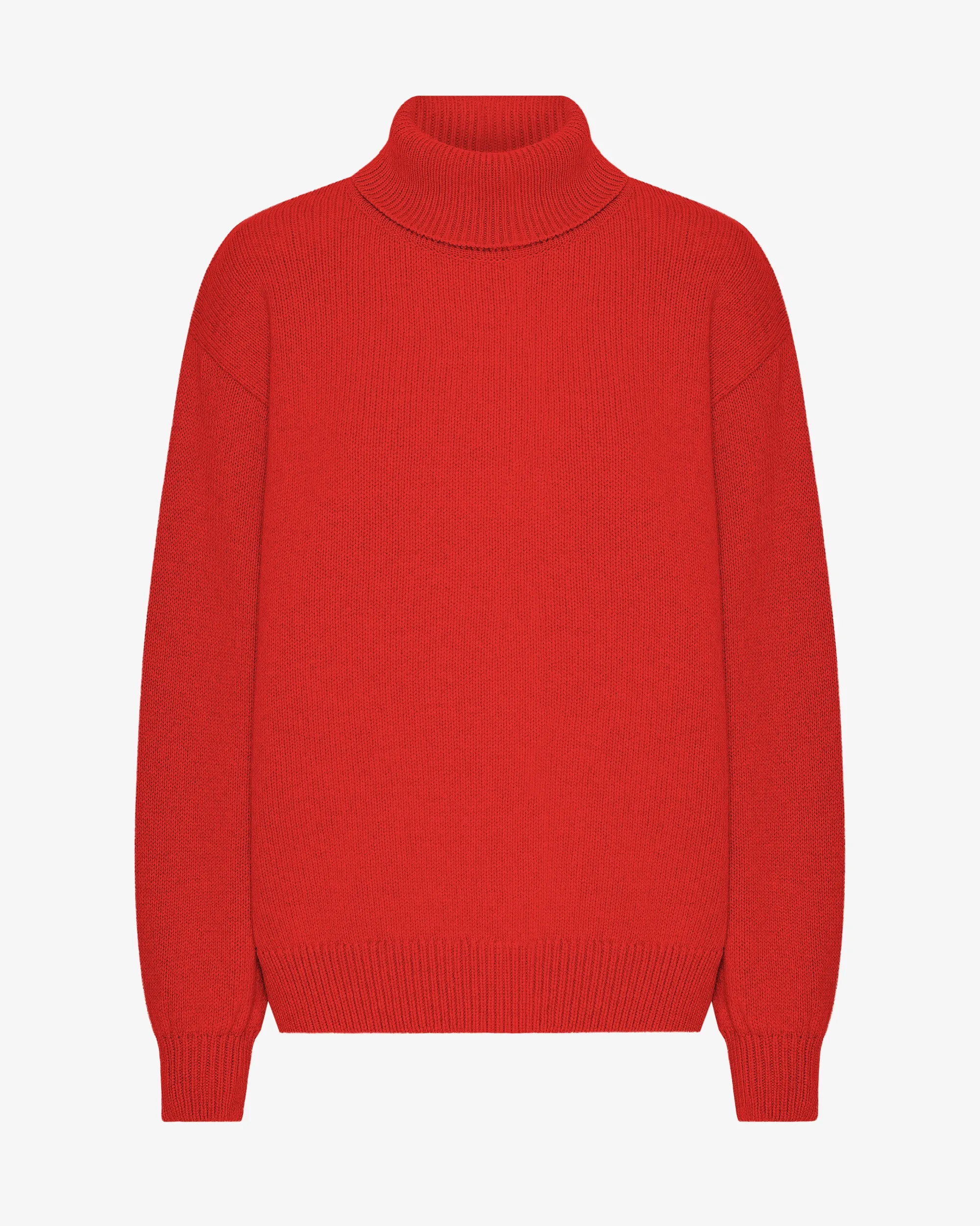Merino Wool Turtleneck - Red Tangerine
