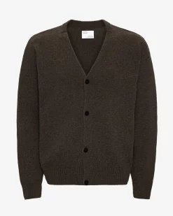 Merino Wool V-Neck Cardigan - Coffee Brown