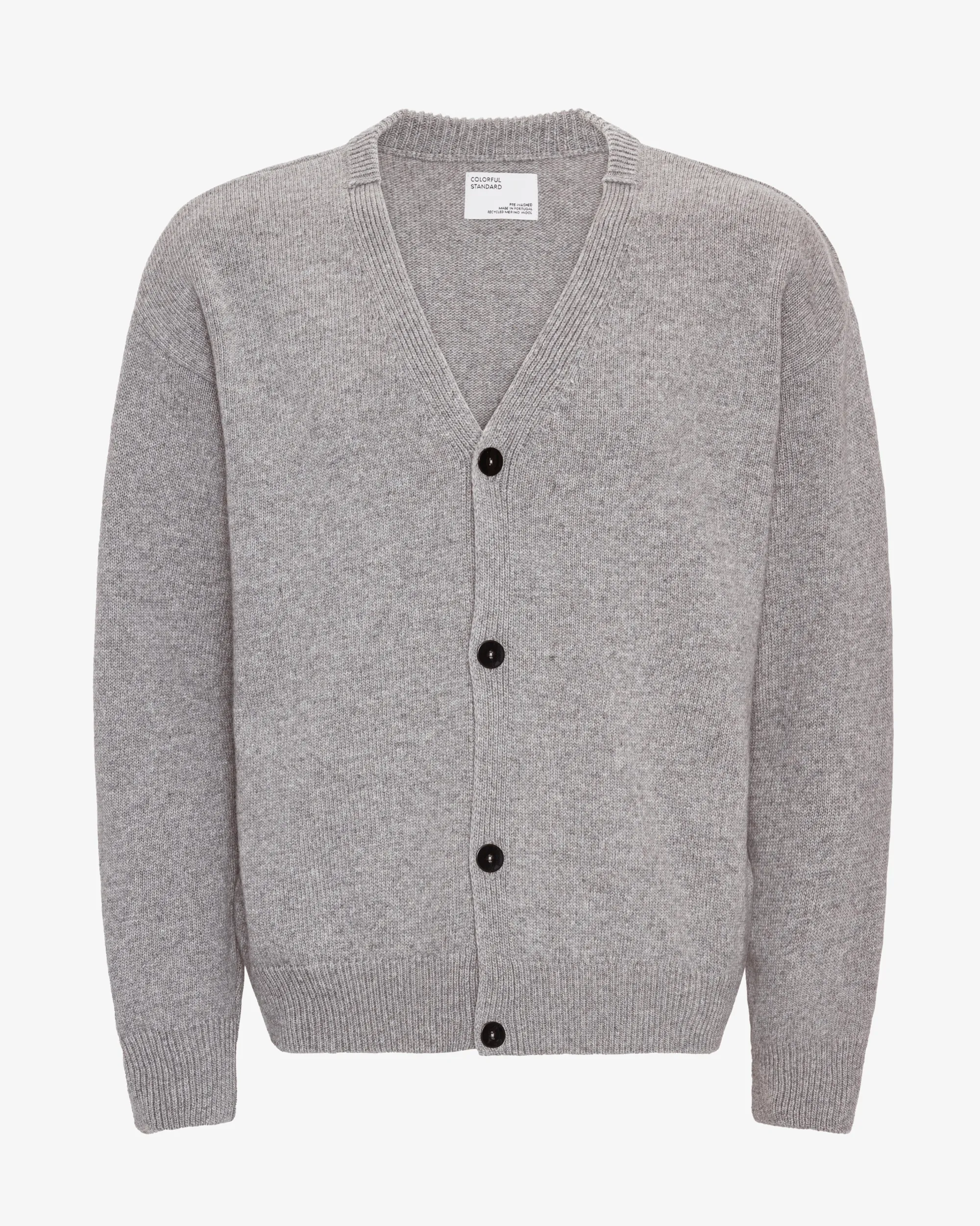 Merino Wool V-Neck Cardigan - Heather Grey