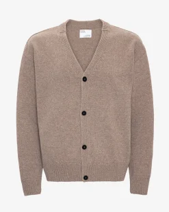 Merino Wool V-Neck Cardigan - Warm Taupe
