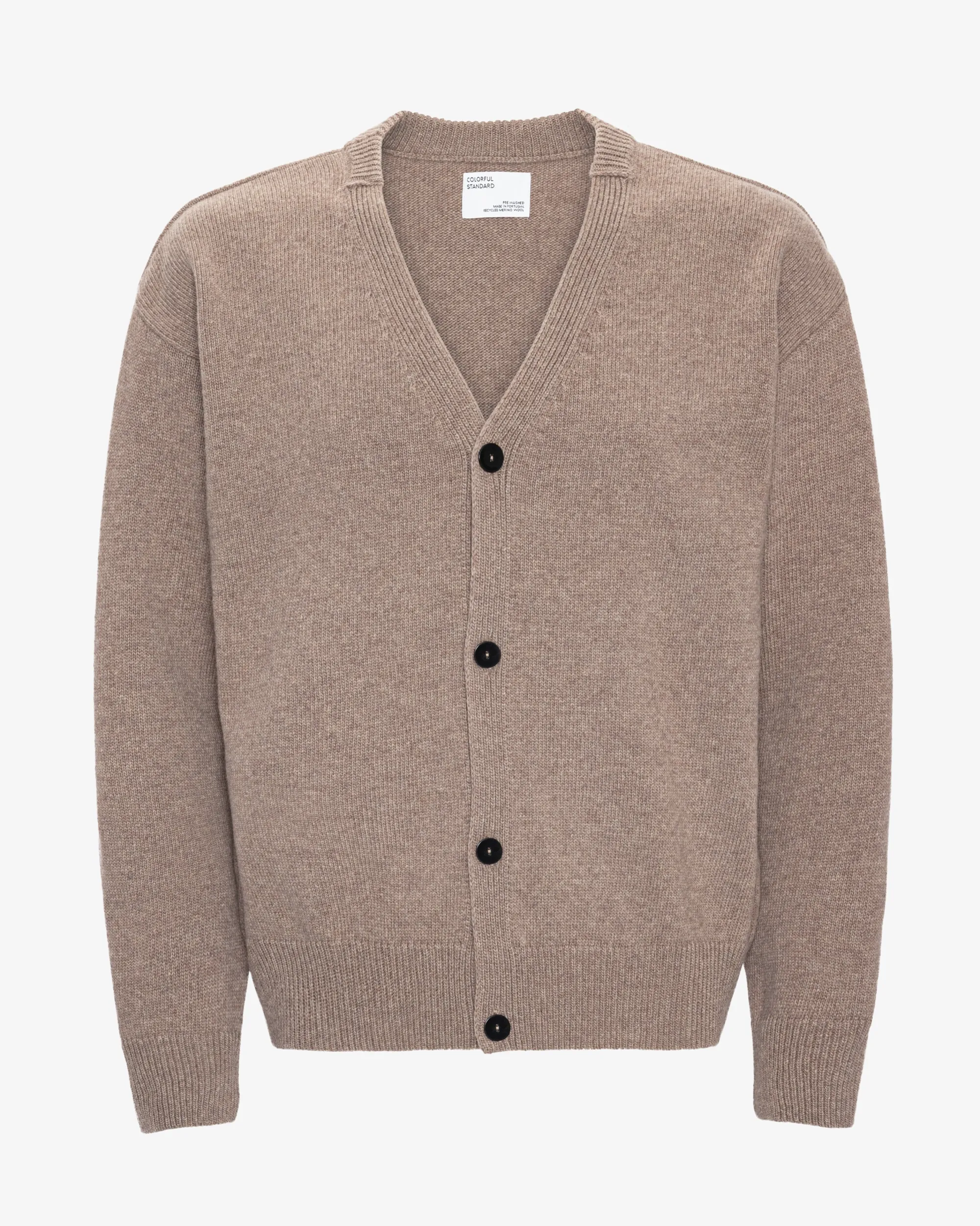 Merino Wool V-Neck Cardigan - Warm Taupe