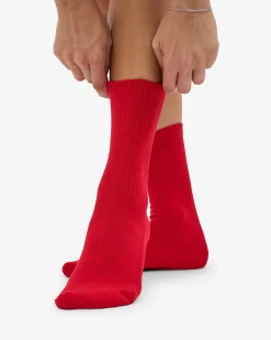 Organic Active Sock - Scarlet Red (3-Pack)