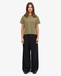 Organic Boxy Crop Tee - Dusty Olive