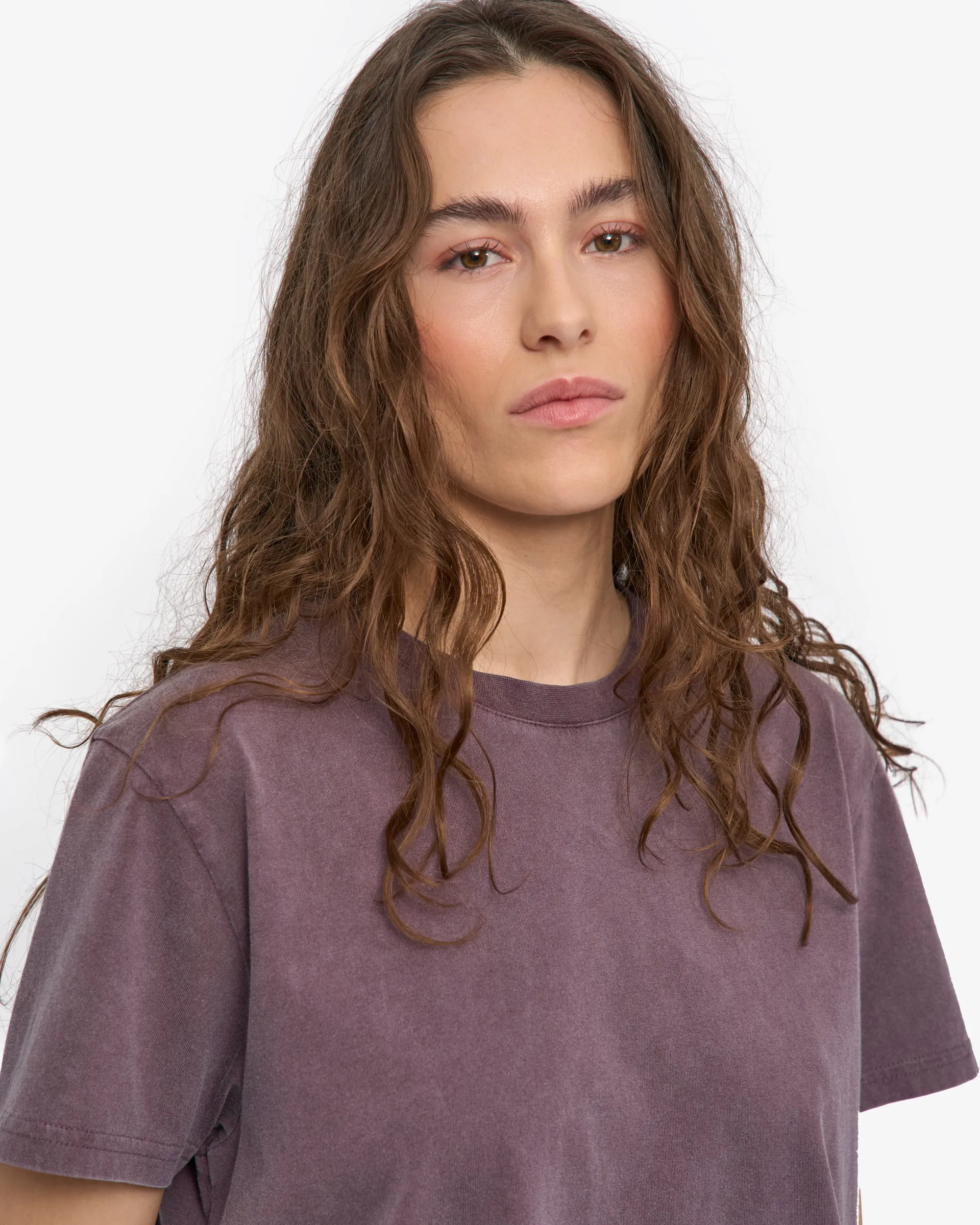 Organic Boxy Crop Tee - Faded Grape
