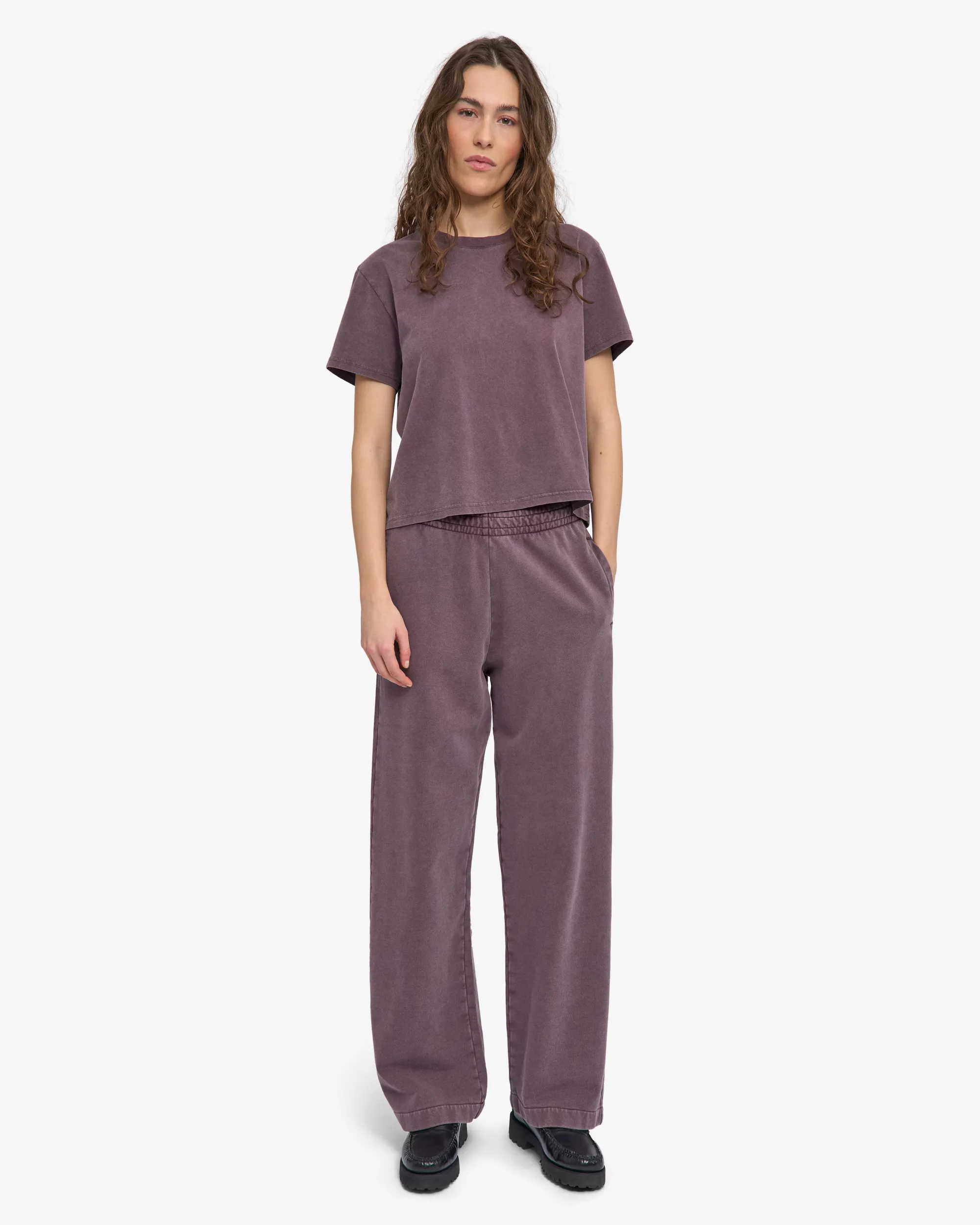 Organic Boxy Crop Tee - Faded Grape