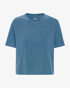 Organic Boxy Crop Tee - Faded Indigo
