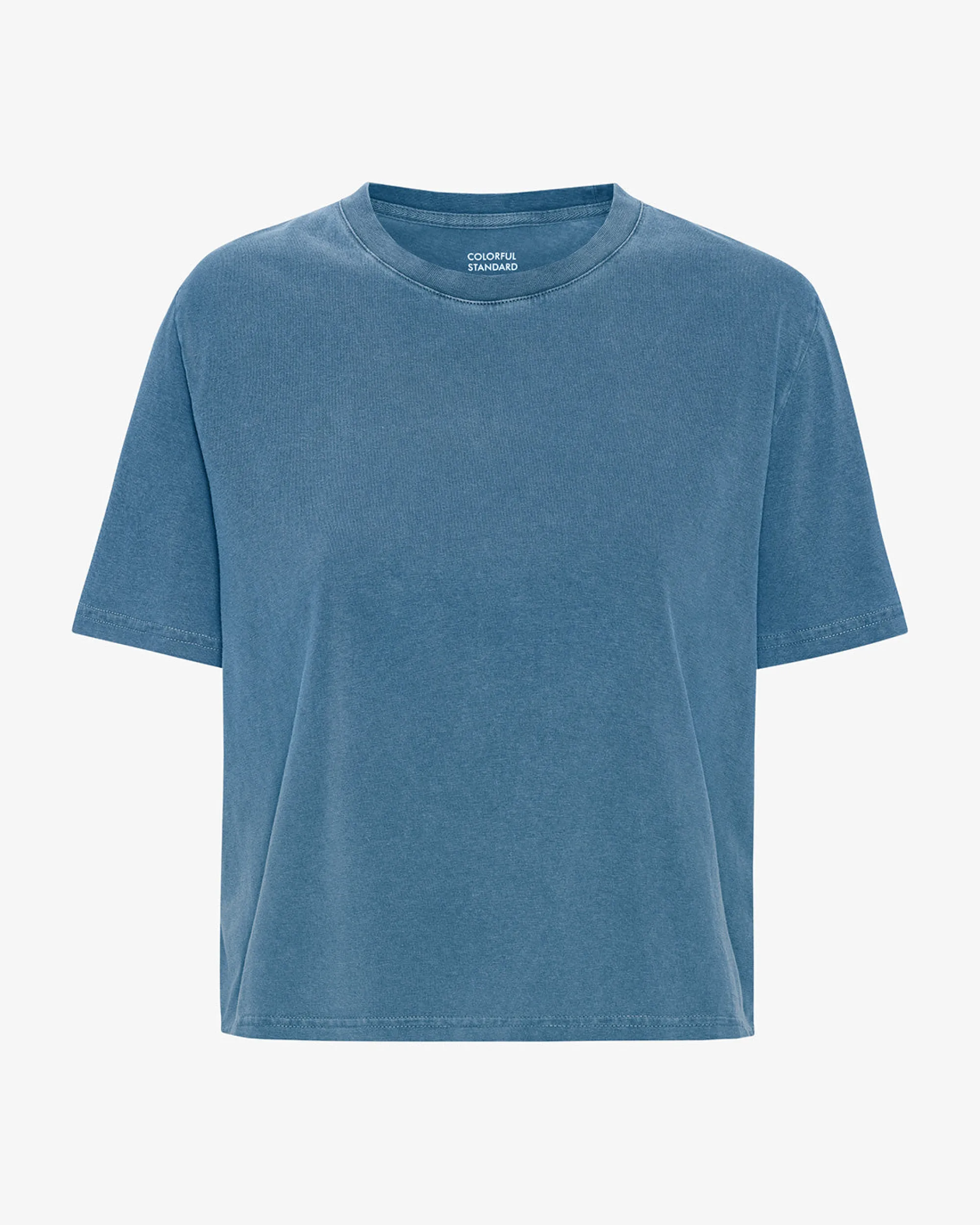 Organic Boxy Crop Tee - Faded Indigo