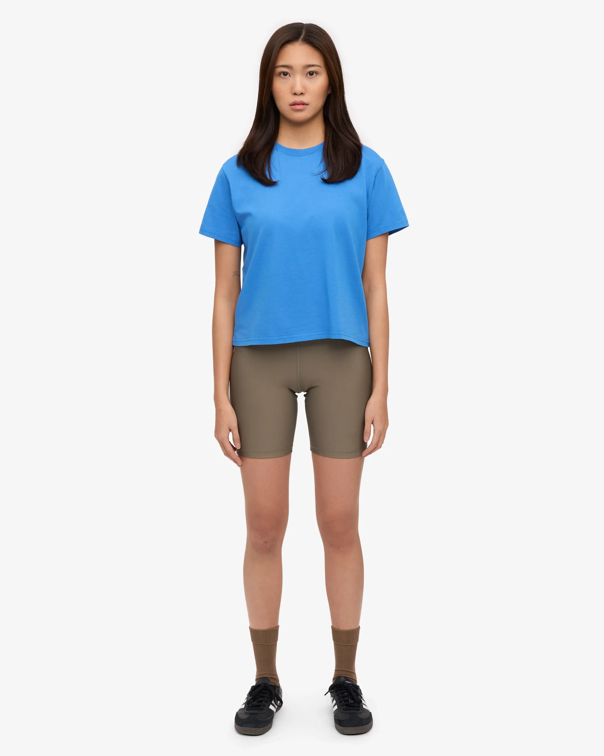 Organic Boxy Crop Tee - Pacific Blue
