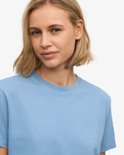 Organic Boxy Crop Tee - Seaside Blue