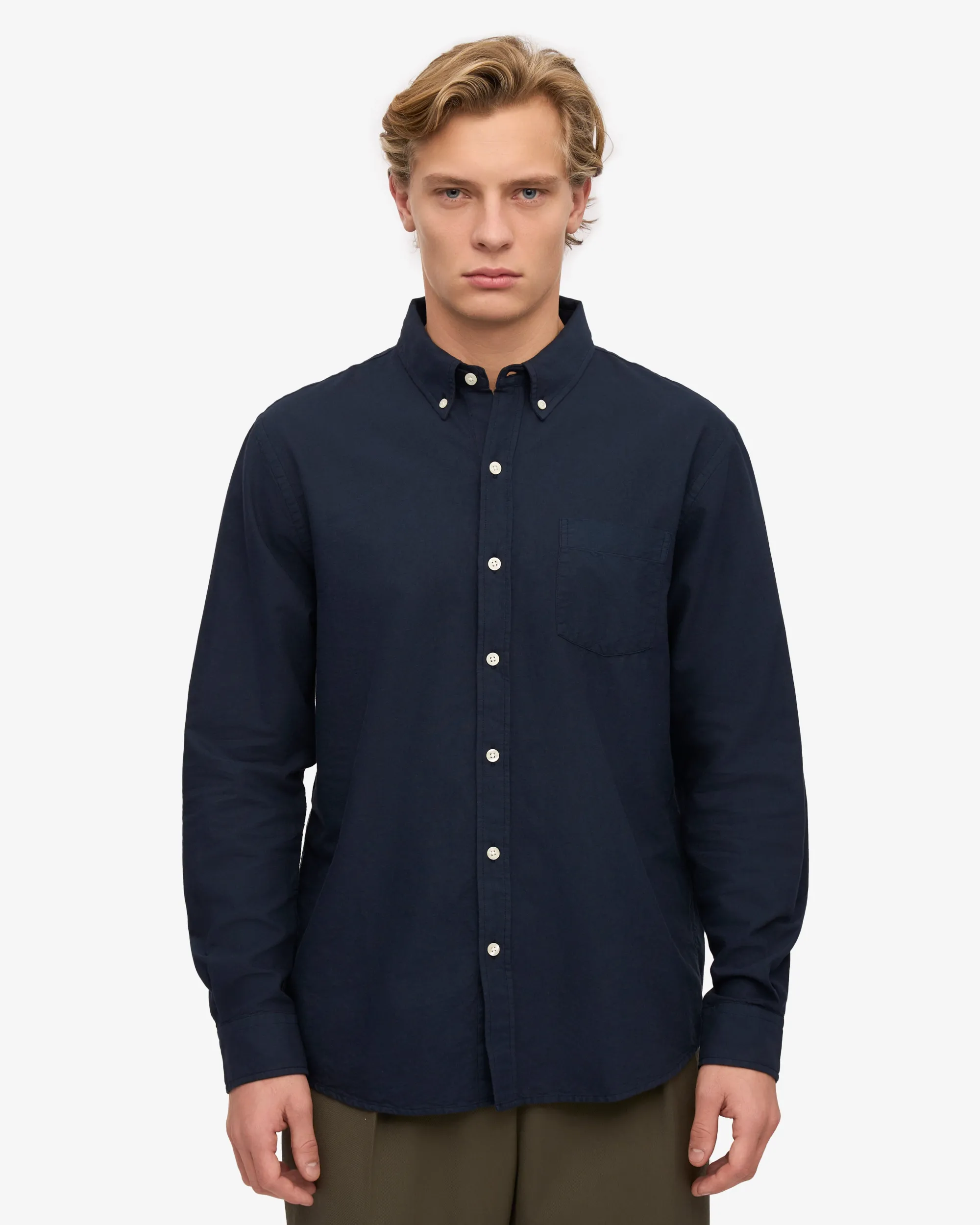 Organic Button Down Shirt - Navy Blue