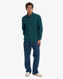 Organic Button Down Shirt - Ocean Green
