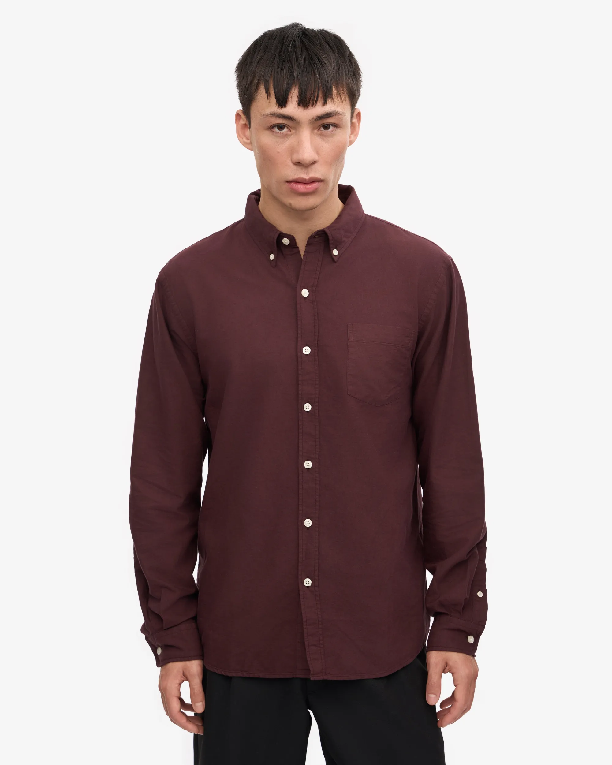 Organic Button Down Shirt - Oxblood Red