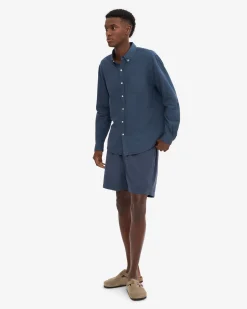 Organic Button Down Shirt - Petrol Blue