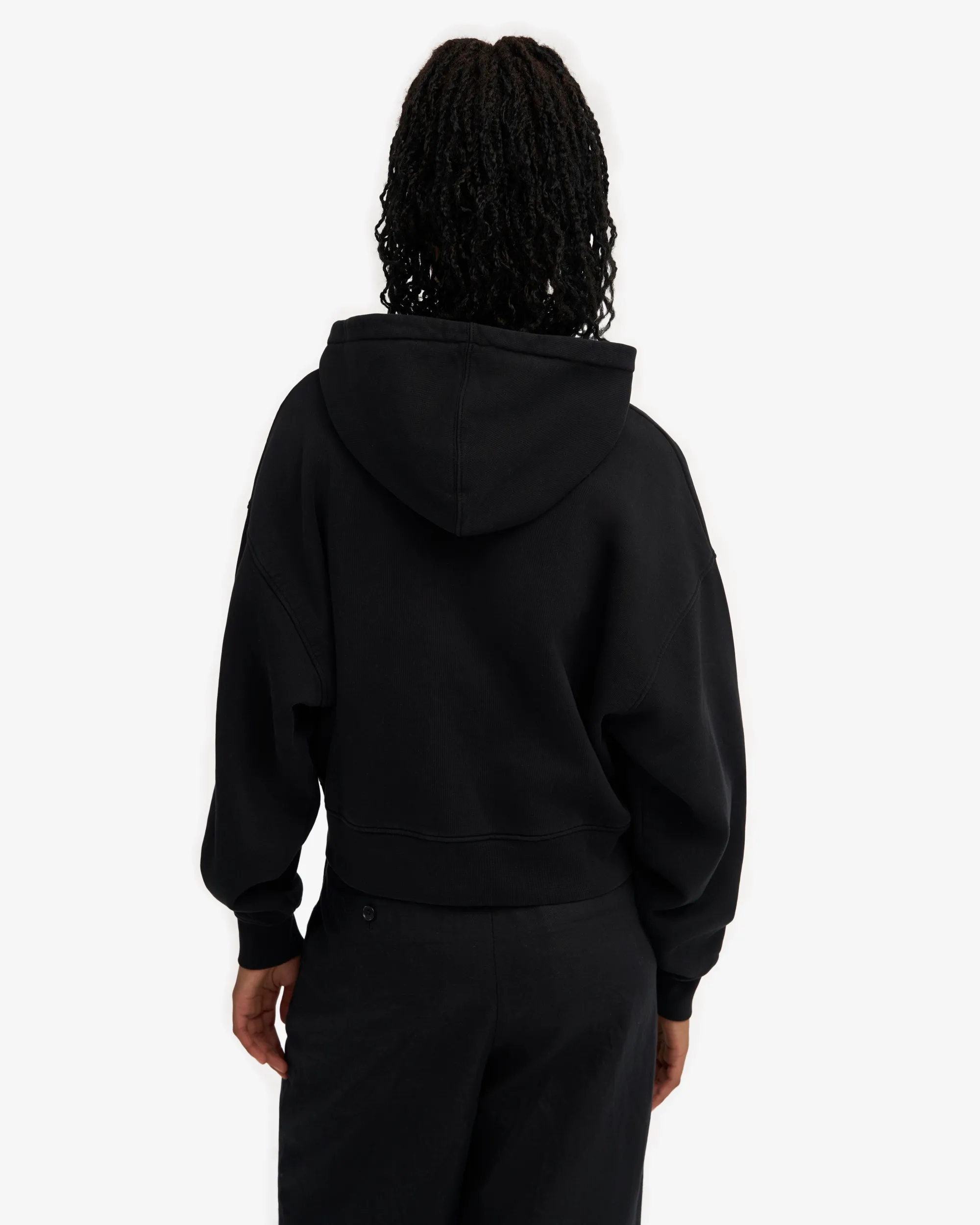 Organic Crop Zip Hood - Deep Black