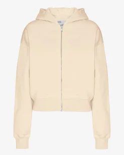 Organic Crop Zip Hood - Ivory White