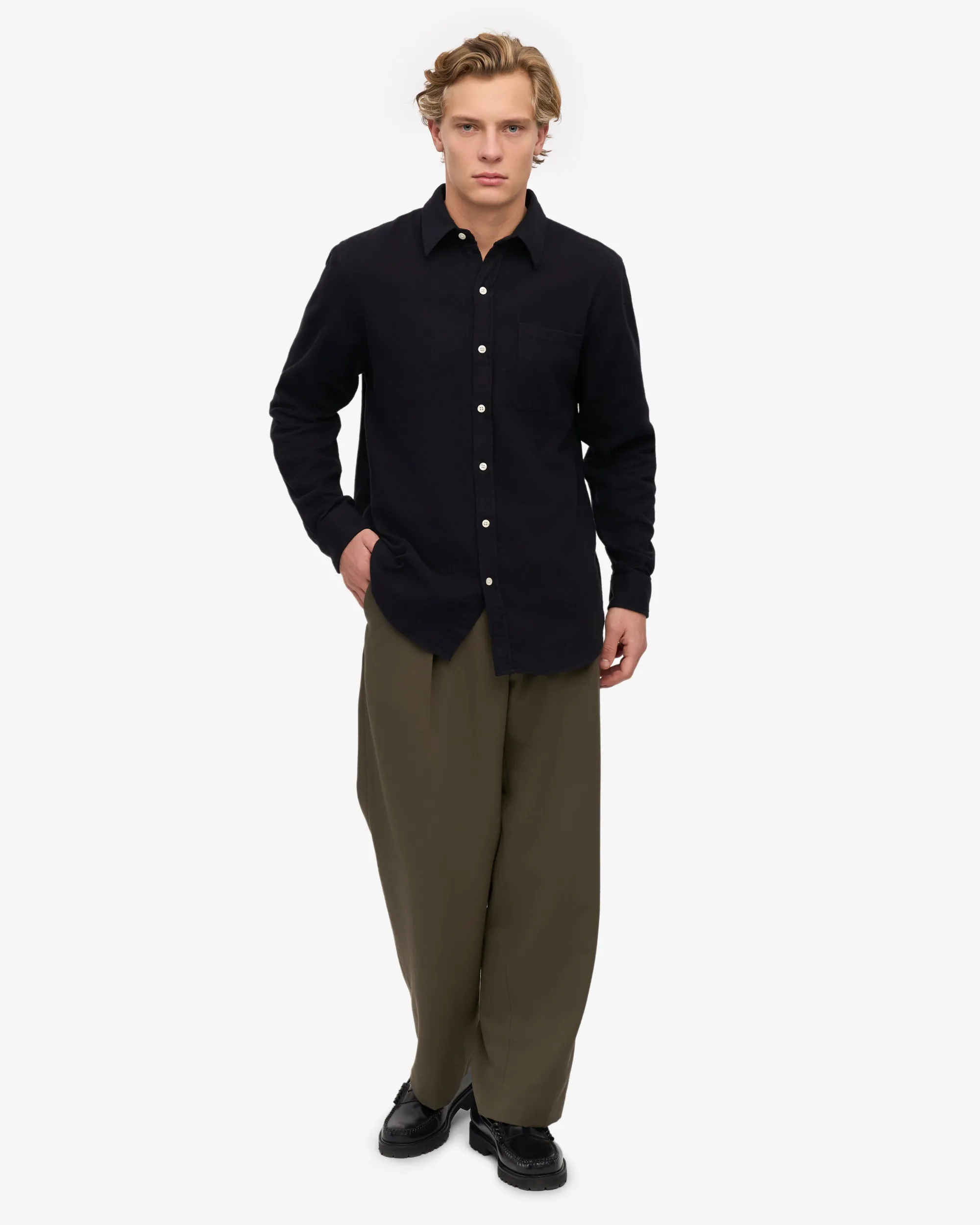 Organic Flannel Shirt - Deep Black