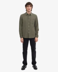 Organic Flannel Shirt - Dusty Olive