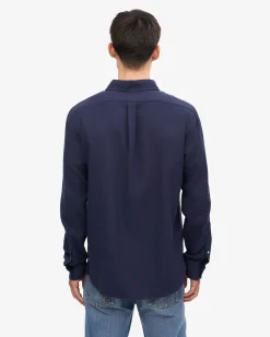 Organic Flannel Shirt - Navy Blue