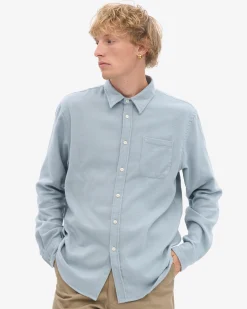 Organic Flannel Shirt - Steel Blue