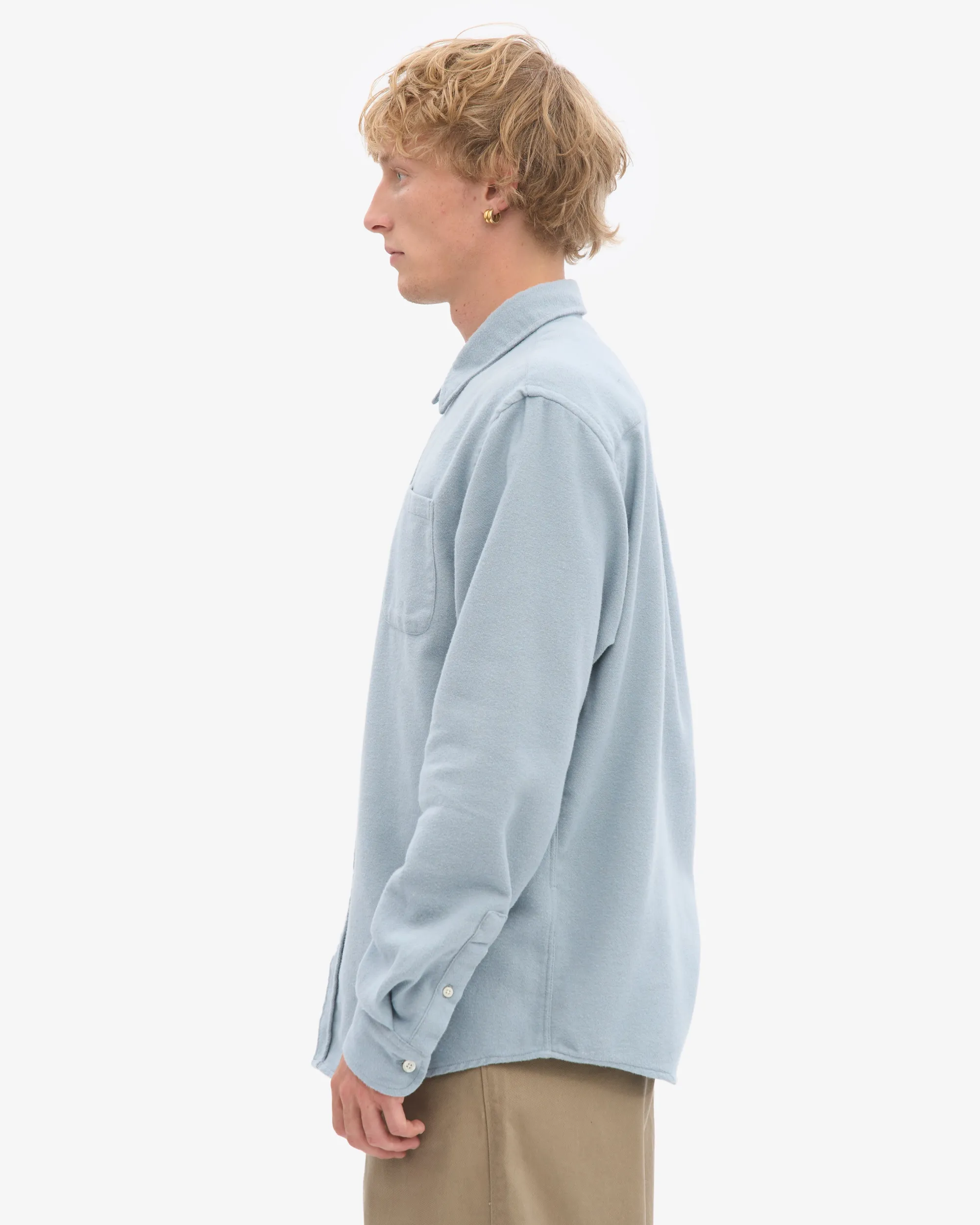 Organic Flannel Shirt - Steel Blue