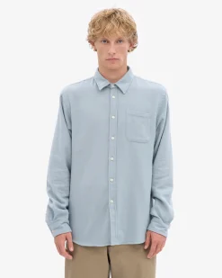 Organic Flannel Shirt - Steel Blue