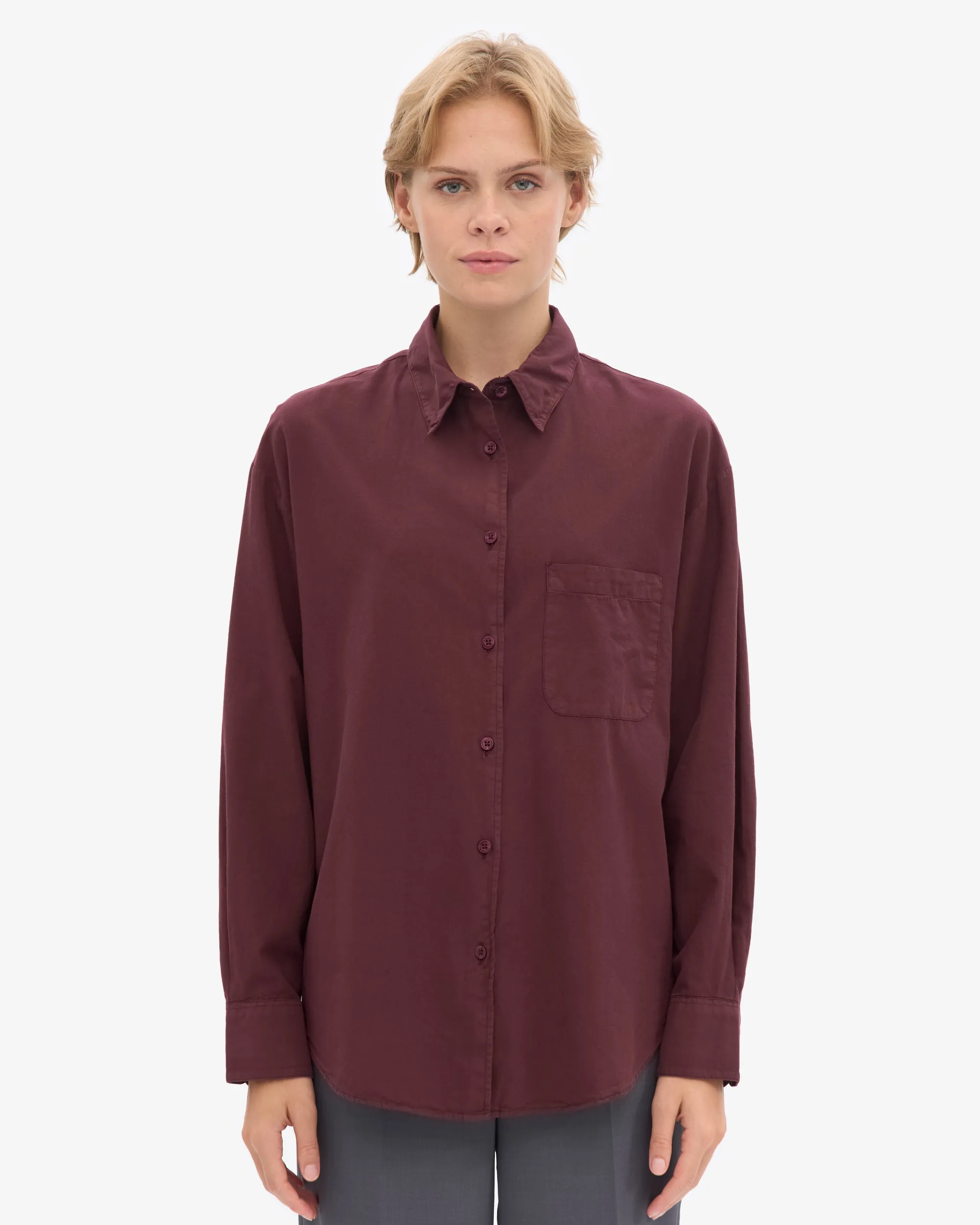 Organic Oversized Shirt - Oxblood Red