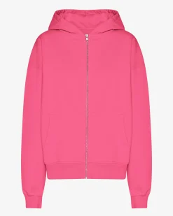 Organic Oversized Zip Hood - Bubblegum Pink