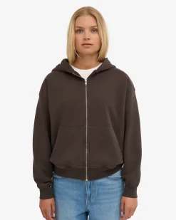 Organic Oversized Zip Hood - Coffee Brown
