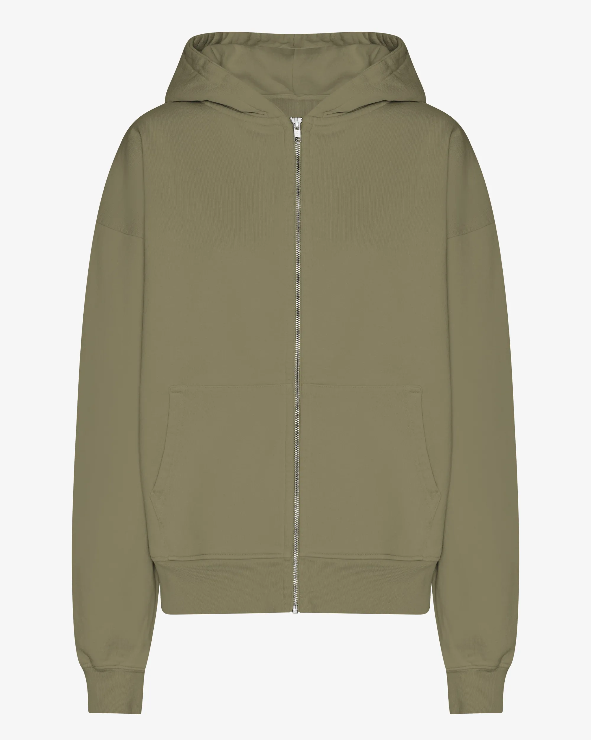 Organic Oversized Zip Hood - Dusty Olive