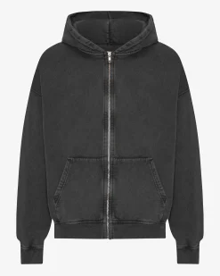 Organic Oversized Zip Hood - Faded Black