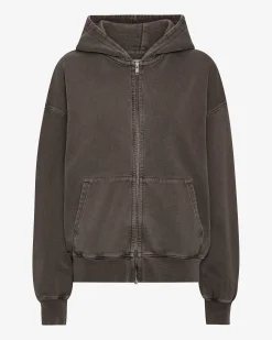 Organic Oversized Zip Hood - Faded Mud