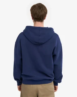 Organic Oversized Zip Hood - Marine Blue